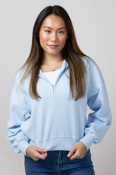 1897 Active ¼ Zip Mock Neck Pullover for Women in Blue