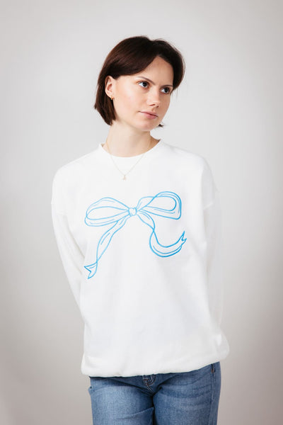 1897 Active Embroidered Bow Sweatshirt for Women in Ivory