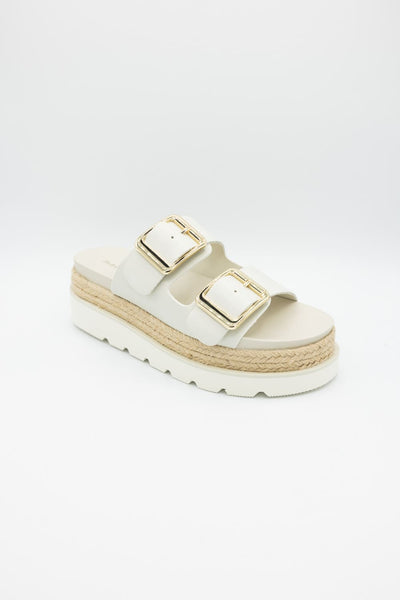 Madden Girl Mythical 2 Band Platform Sandals for Women in Bone