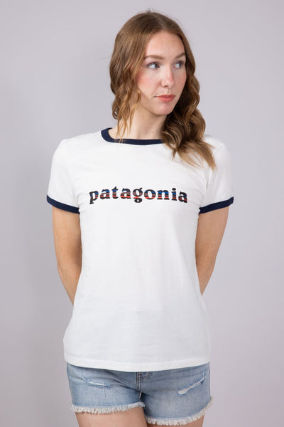 Patagonia Women’s ’73 Logo Ringer T-Shirt in Birch White