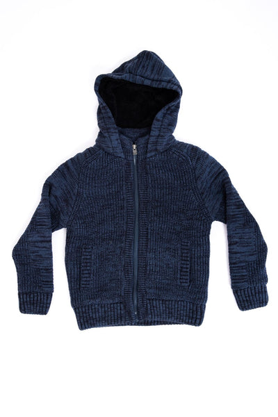Youth Sweater Jacket with Hood for Boys in Navy
