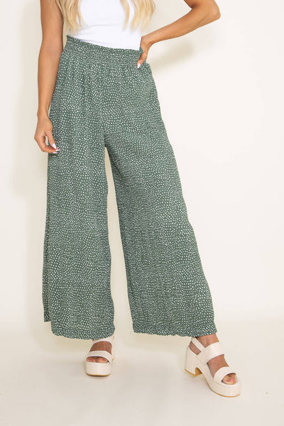 002-Very-J-Smocked-Waist-Dotted-Wide-Leg-Pants-for-Women-in-Green-NP70125-GREEN-DOTTED_grande.jpg Dotted Smocked Waist Wide Leg Pants for Women in Green