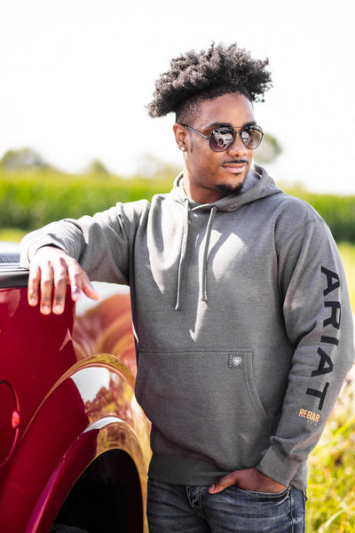 Ariat Rebar Graphic Hoodie for Men in Dark Grey Heather