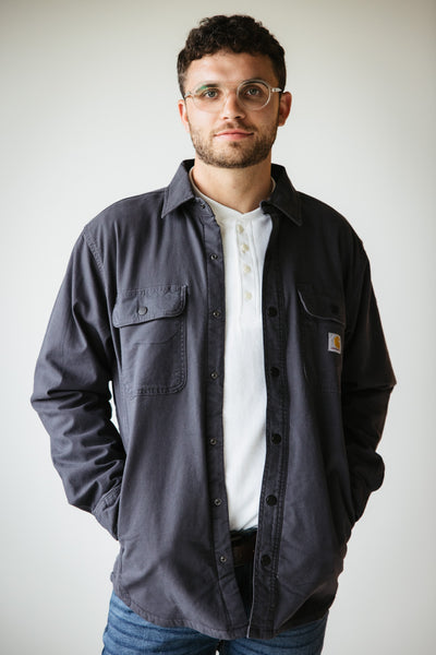 Carhartt Canvas Fleece Lined Shirt Jacket for Men in Shadow