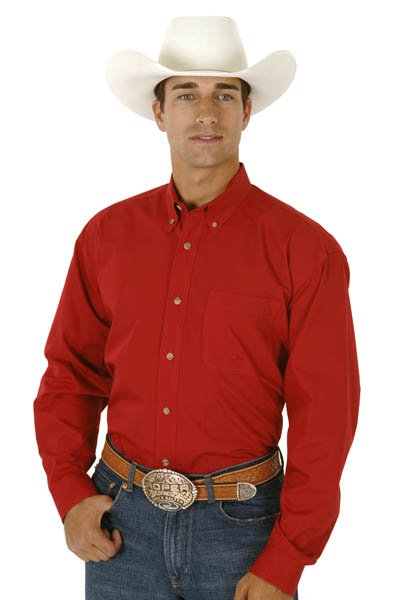 0300103660022_p__1_grande.jpg Roper Mens Red 100% Cotton L/S 1 Pkt Solid Poplin Button Western Shirt