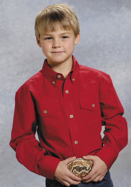 0303003650022_p__1_grande.jpg Roper Boys Poplin Red 100% Cotton L/S Button Down Western Shirt