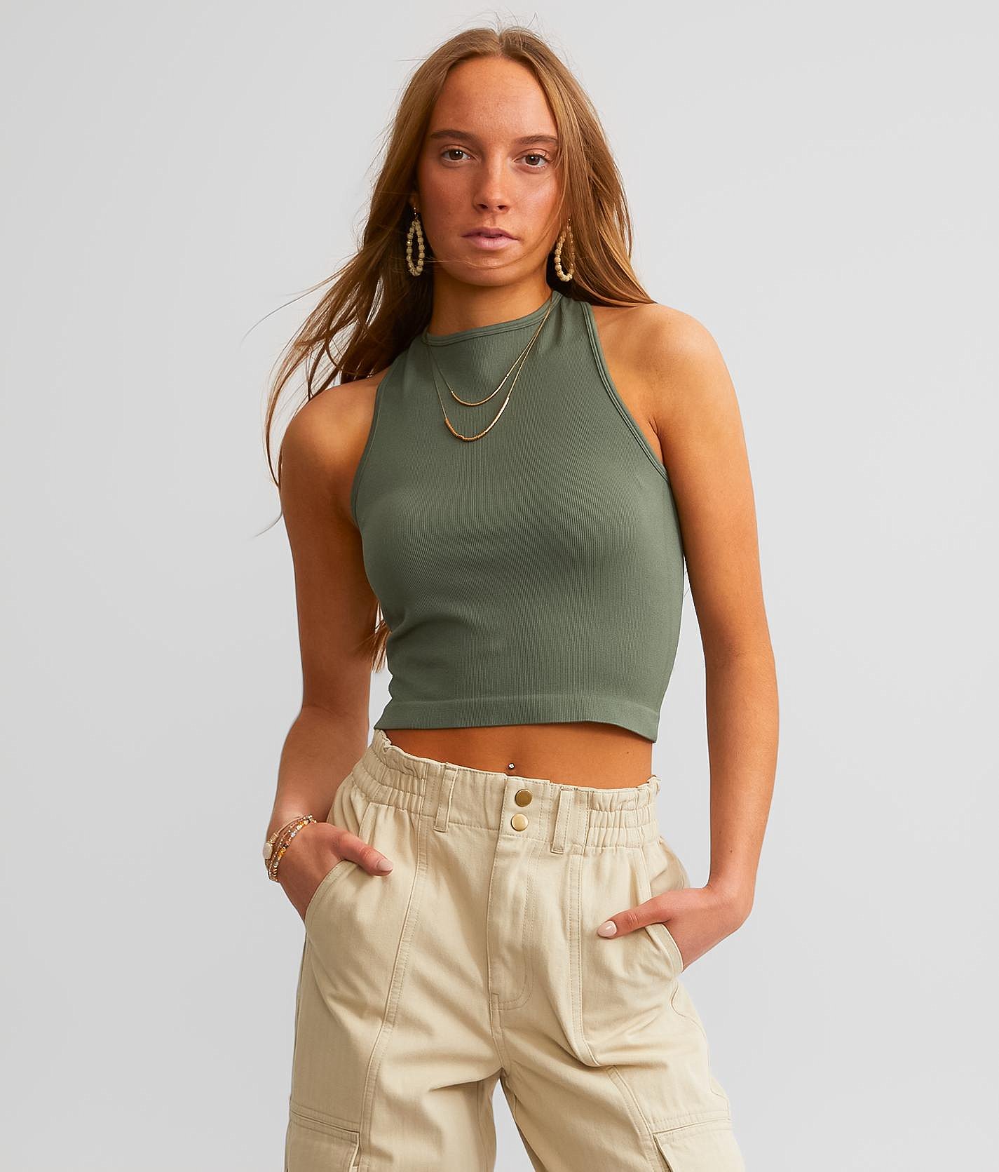 0c317be74c02c8d6291904b45e46b6f1v3.jpg Free People Hayley Racerback Brami - Women's Tank Tops in Army