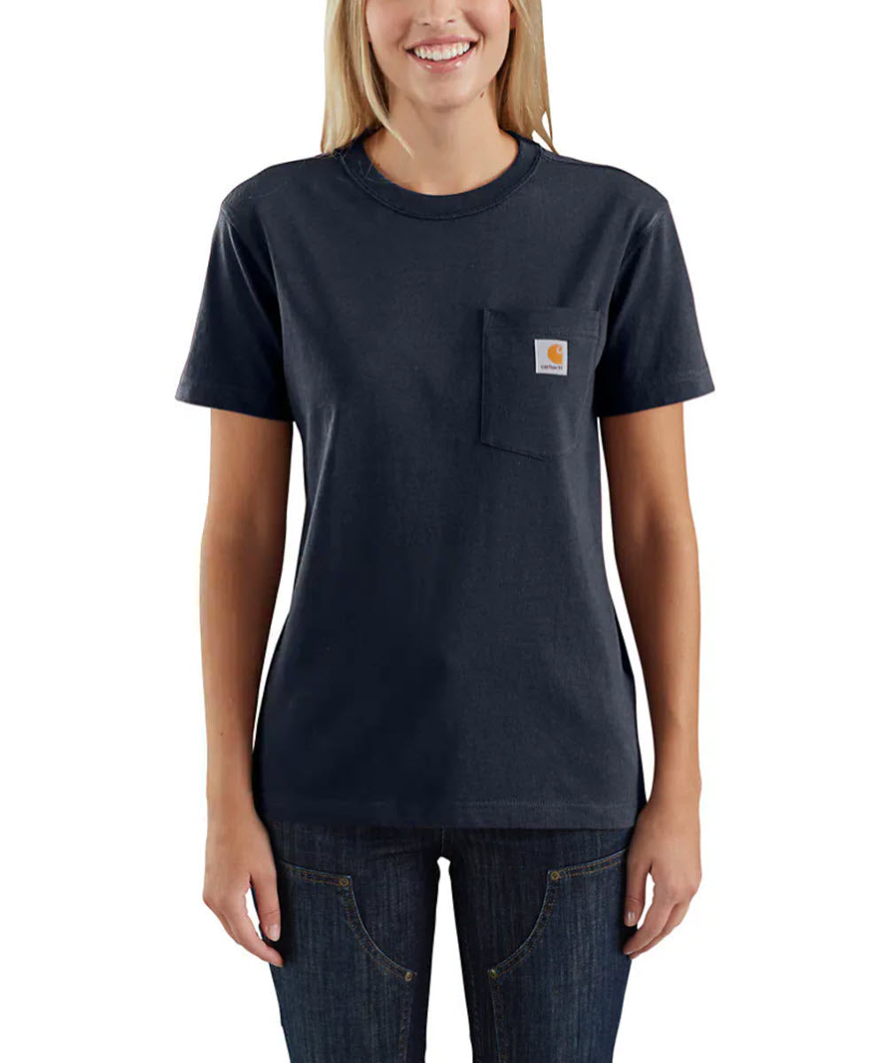 103067-navy_1200x1440.jpg Carhartt Women’s WK87 Short Sleeve Pocket T-Shirt - Navy