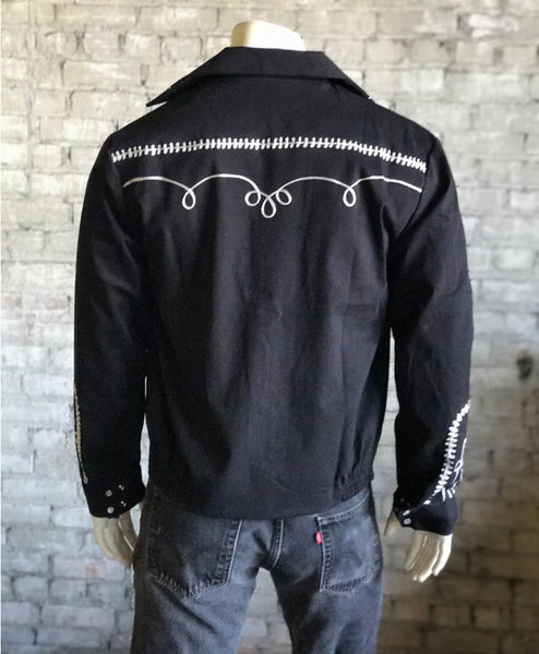 1110-M-BLK-3_cad0e890-9ff2-4f5e-a042-044acf4f632e_grande.jpg Rockmount Mens Black Cotton Gabardine Vintage Bolero Jacket