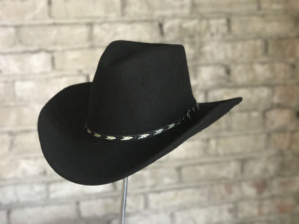1832-BLK-1-hr_grande.jpg Rockmount Mens Black Felt Cowboy Crushable Hat