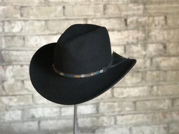 1842-1-hr_grande.jpg Rockmount Mens Black Felt Denver Cowboy Crushable Hat