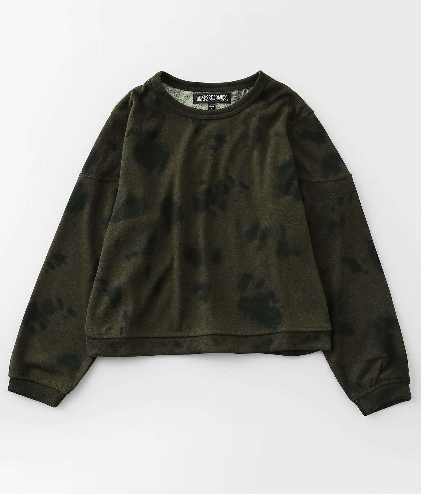 1b47bddf1896fab8df8347935575f7fav3.jpg Girls - Trixxi Tie Dye Pullover - Girl's Sweatshirts in Olive Black 301
