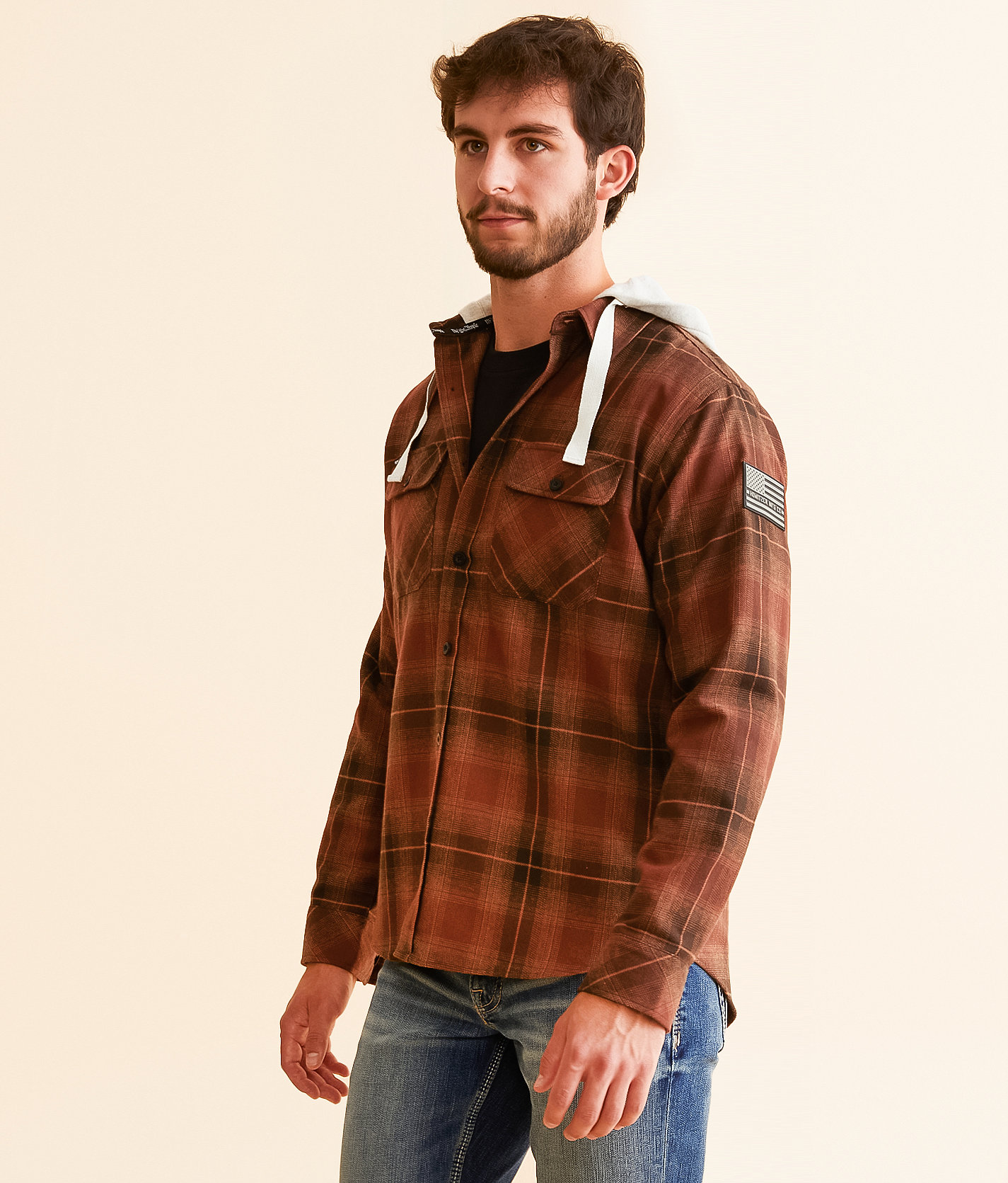 Howitzer Fire Team Hooded Flannel Shirt - Men's Shirts in Brown