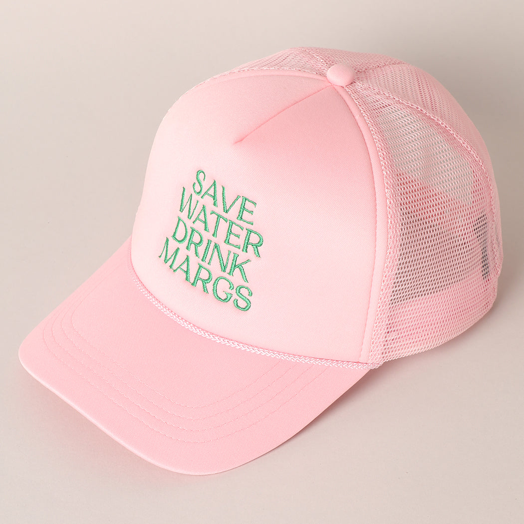 2-LCAPM3567MR-BABYPINK-02.jpg Save Water Drink Margs Trucker Hat- Light Pink