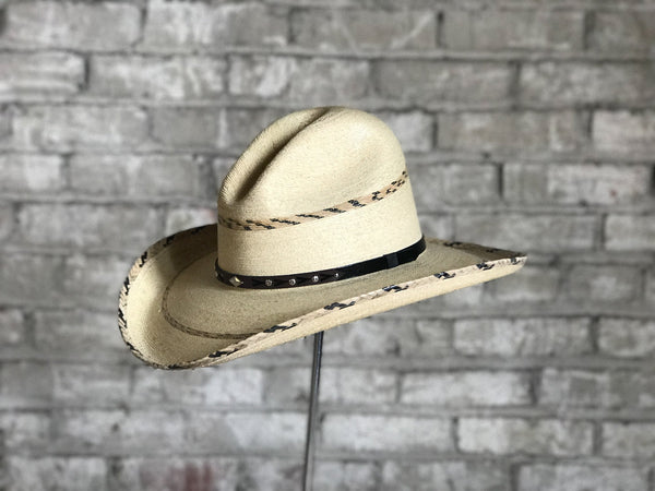 2588-1-hr_grande.jpg Rockmount Mens Natural Straw Premium Cowboy Gus Stripe Hat