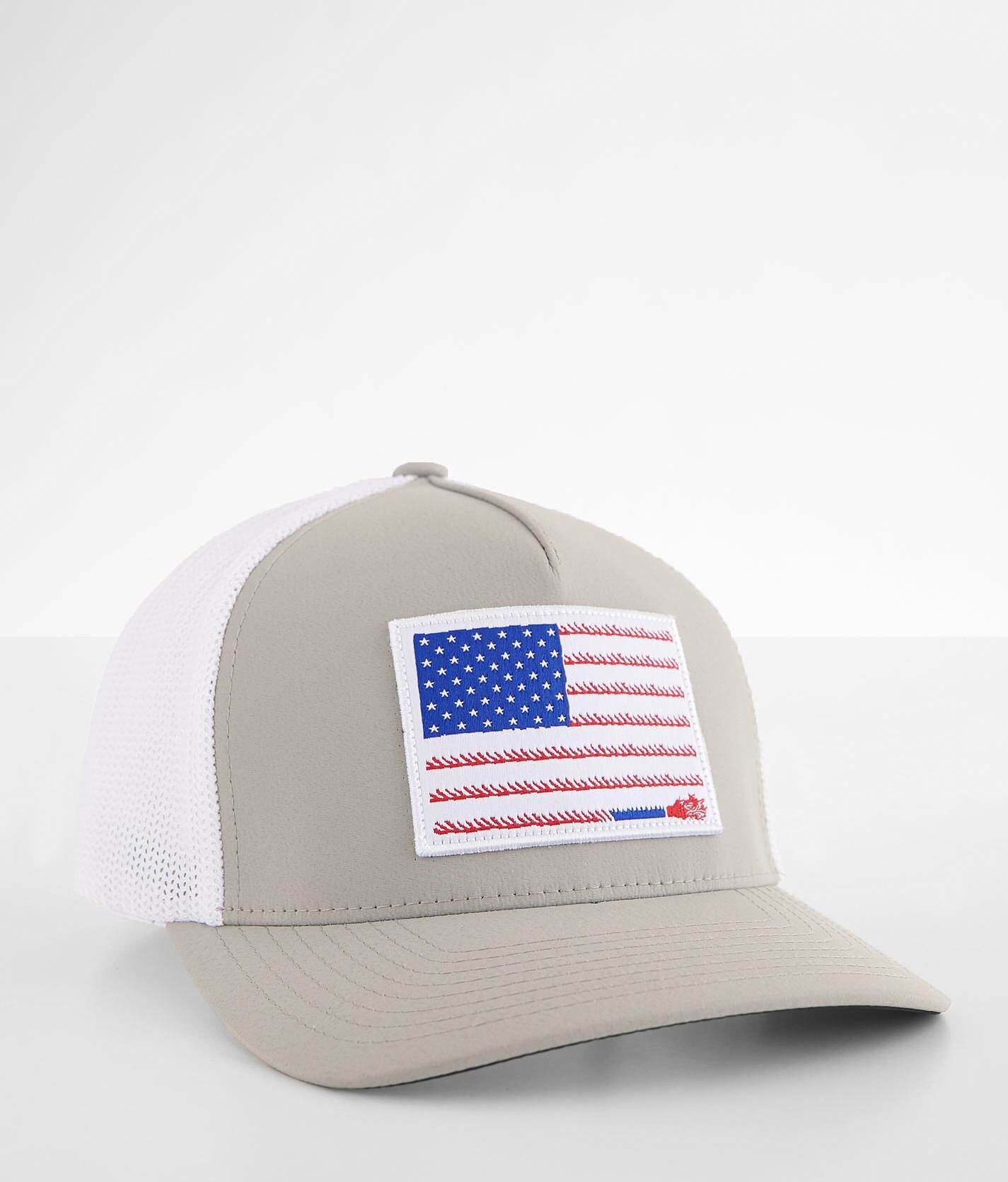2b8a15349fd61d0c95340ed6287461d6v3.jpg Hooey Liberty Roper Stretch Trucker Hat - Men's Hats in Grey White