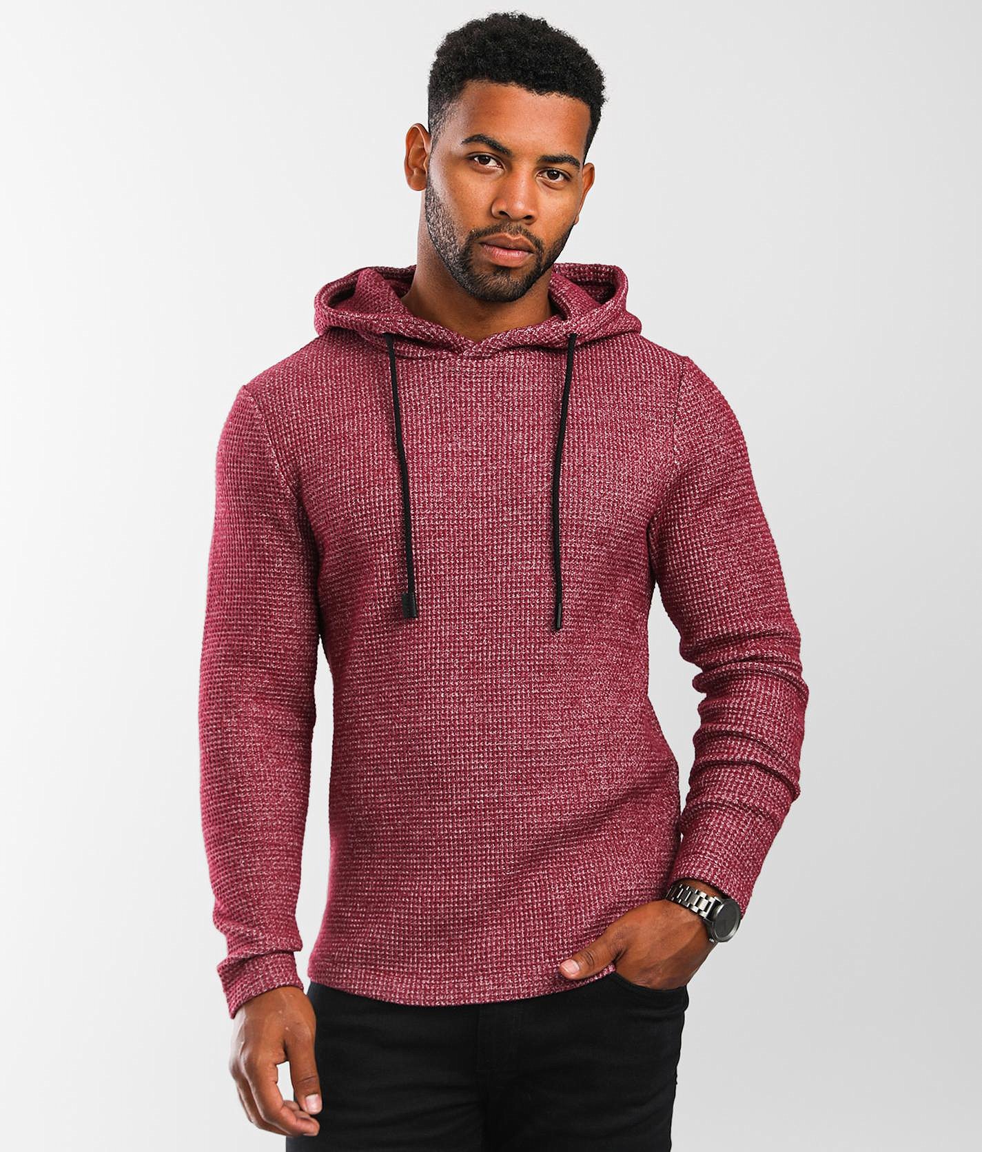 370858b36ab00d41124cda7549b1d6f8v3.jpg Outpost Makers Fleece Waffle Knit Hoodie - Men's Sweatshirts in Tablewine