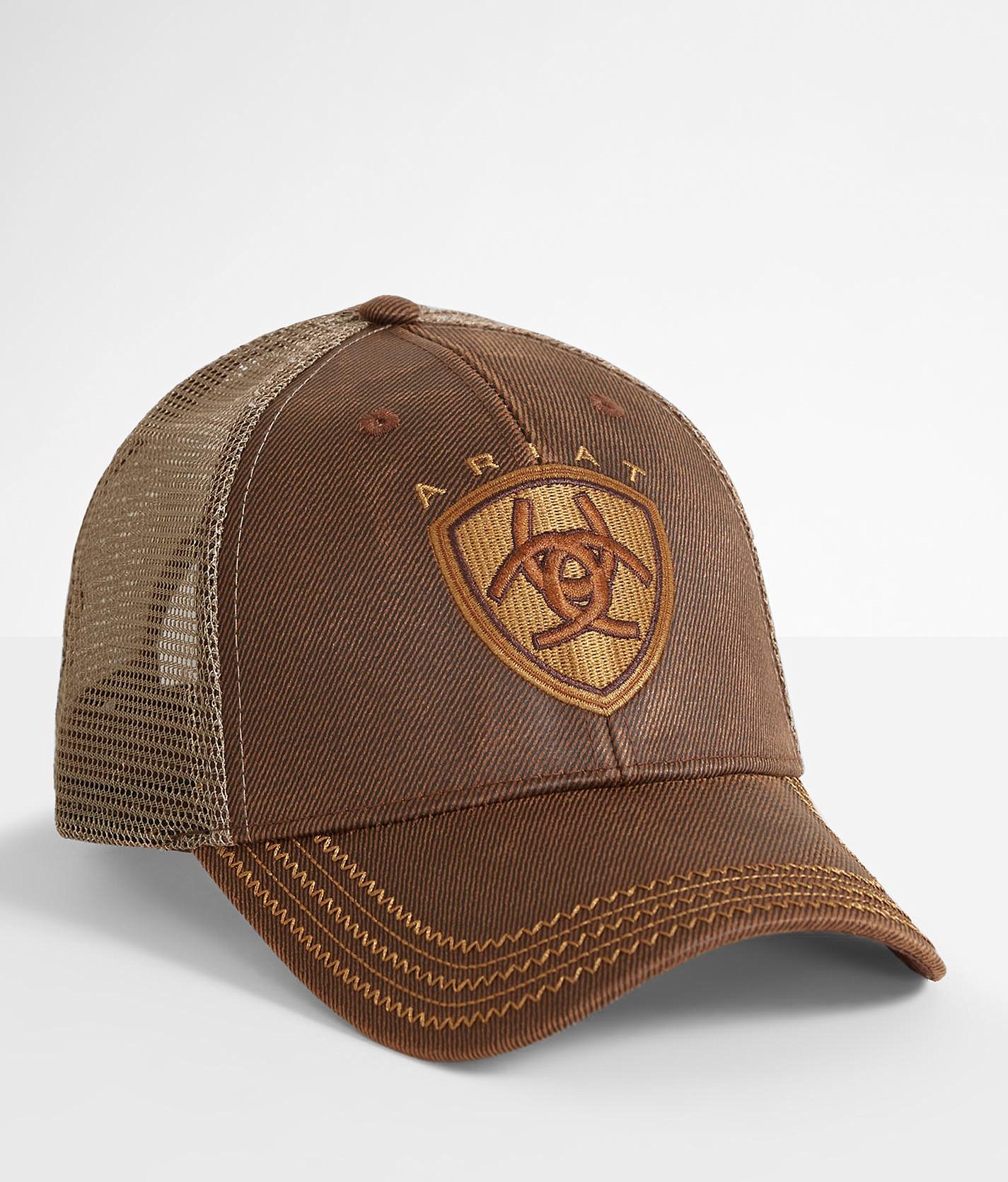 Ariat Oil Skin Trucker Hat - Men's Hats in Brown