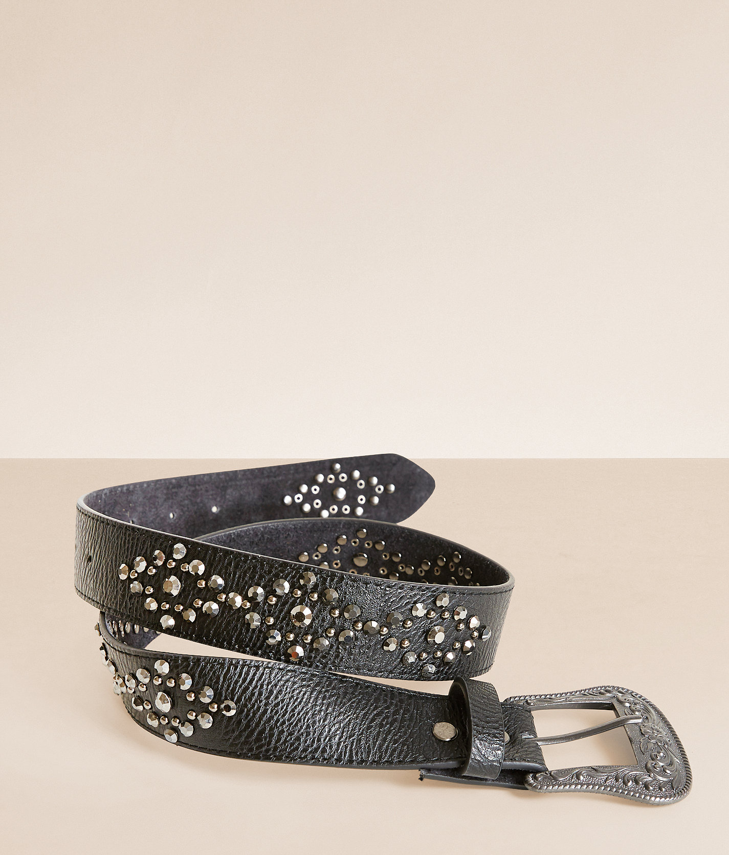 4b9b51b39bf7b6375b6cd08c2ddc4d01v3.jpg BKE Leather Glitz Belt - Women's Belts in Black Hematite Crystal