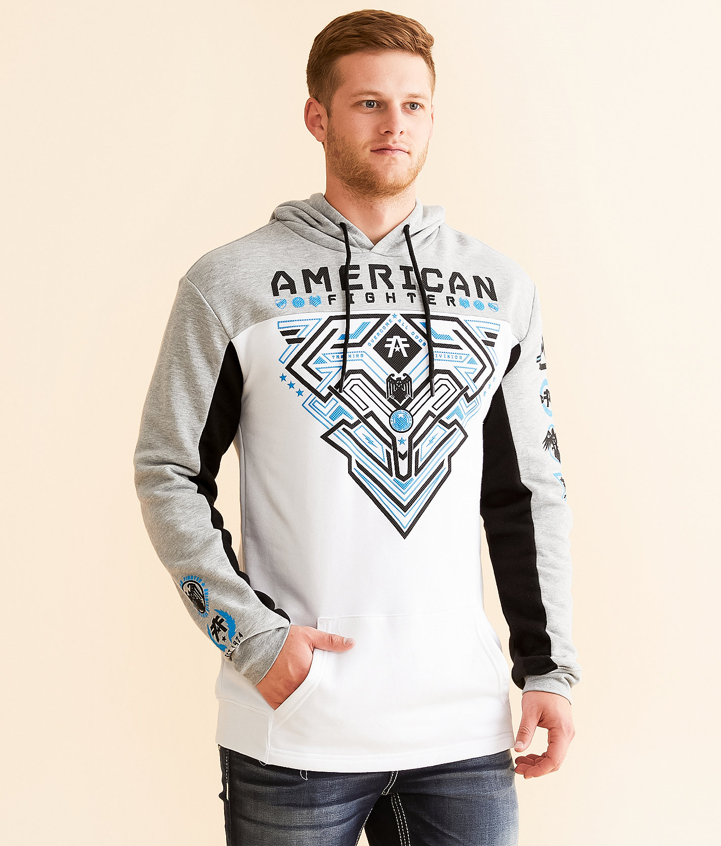 American Fighter Foster Hooded Sweatshirt - Men's Sweatshirts in Heather Grey White
