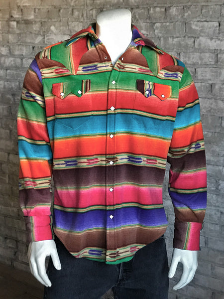 6100-BPP-1_grande.jpg Rockmount Mens Multi-Color Fleece Native Pattern Fleece Stripe L/S Shirt