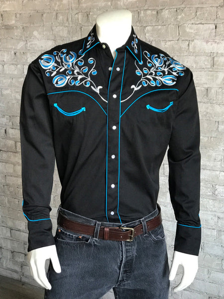 6807-blk-1_grande.jpg Rockmount Mens Black 100% Cotton Prairie Blue Western L/S Shirt