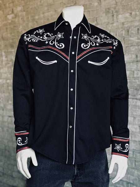 6823-1_grande.jpg Rockmount Mens Black 100% Cotton Star & Scroll Western L/S Shirt
