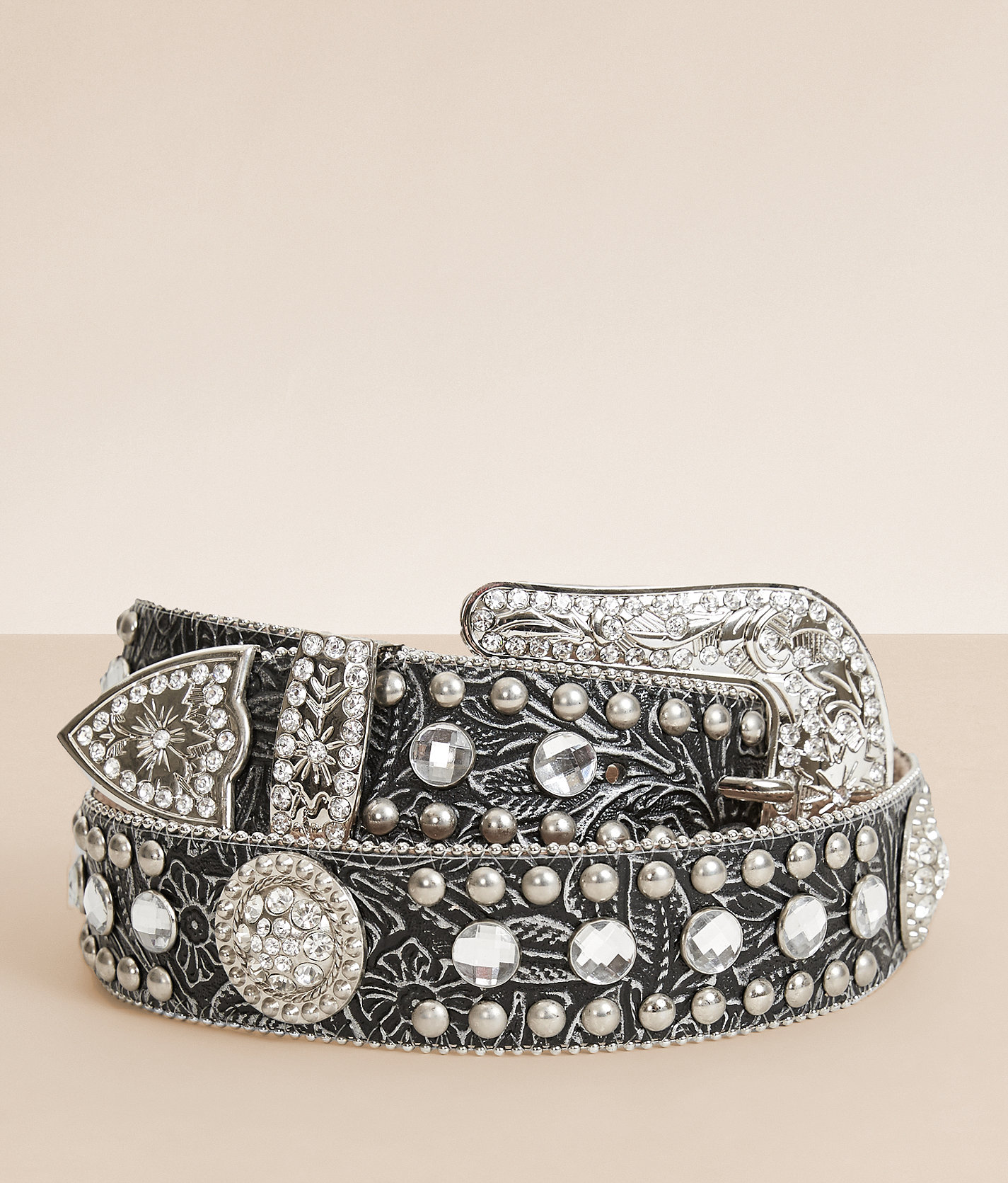 6ae4cea360159d55c37ae99a9bcab19ev3.jpg Blazin Roxx® Glitz Leather Belt - Women's Belts in Black