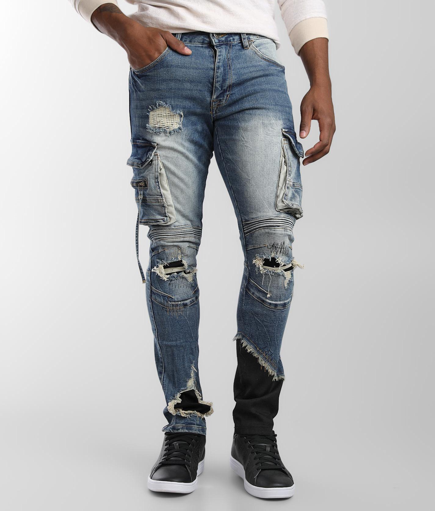 Smoke Rise® Taper Cargo Stretch Jean - Men's Jeans in Elysian Blue