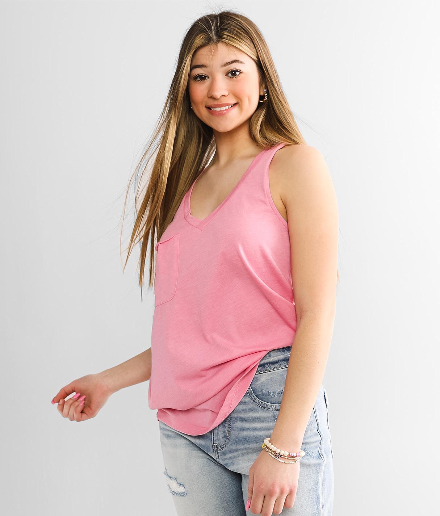 Z Supply The Pocket Racer Tank Top - Women's Tank Tops in Flamingo