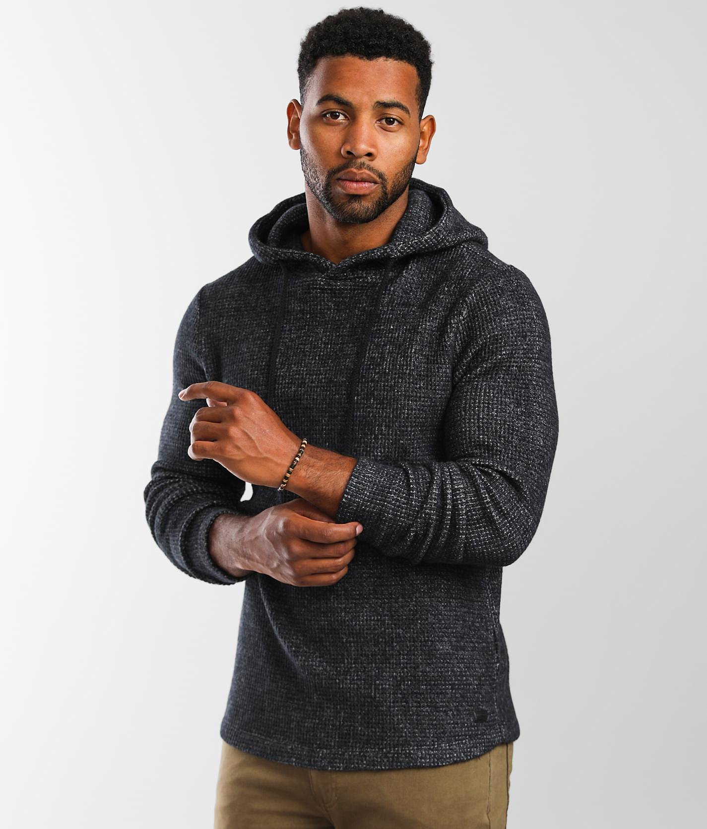 Outpost Makers Fleece Waffle Knit Hoodie - Men's Sweatshirts in Phantom Black