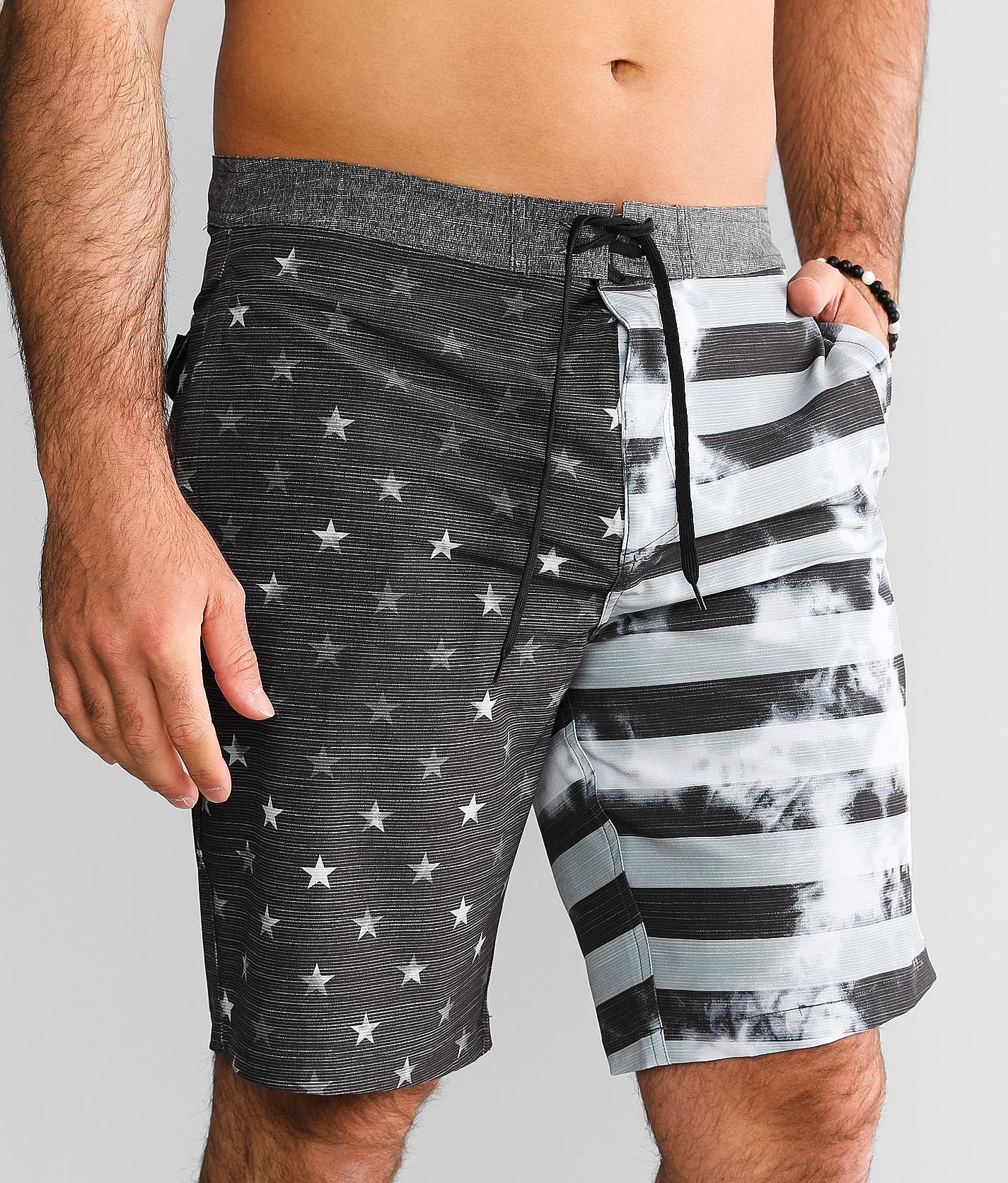 Departwest Stars & Stripes Stretch Boardshort - Men's Swimwear in Black