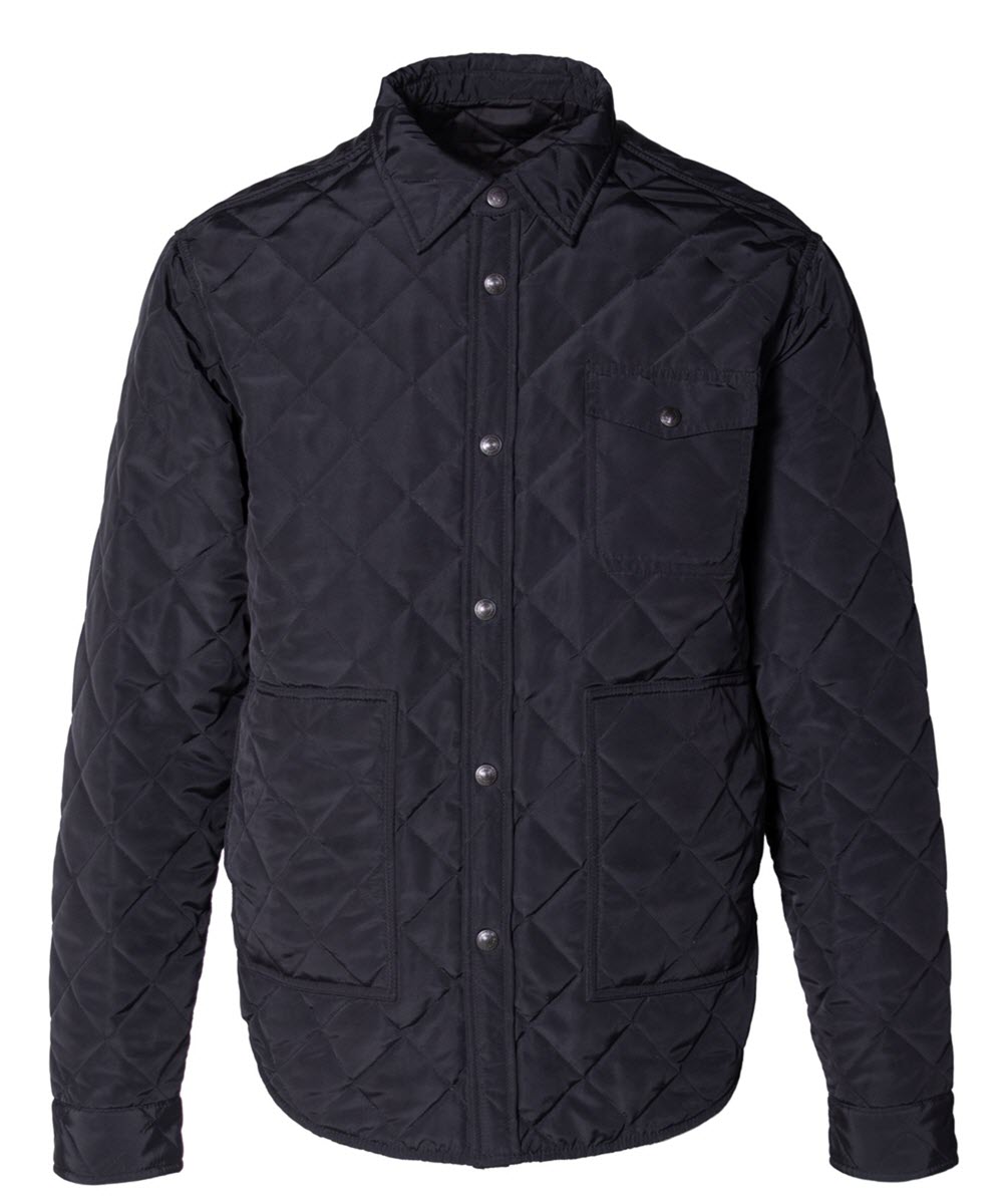 9122D_BLK_FNT1_1200x1440.jpg Schott NYC Down-filled Quilted Shirt Jacket - Black