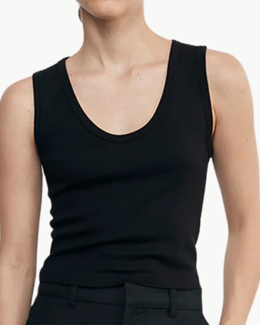 SUPIMA BABY RIB CROPPED TANK IN BLACK