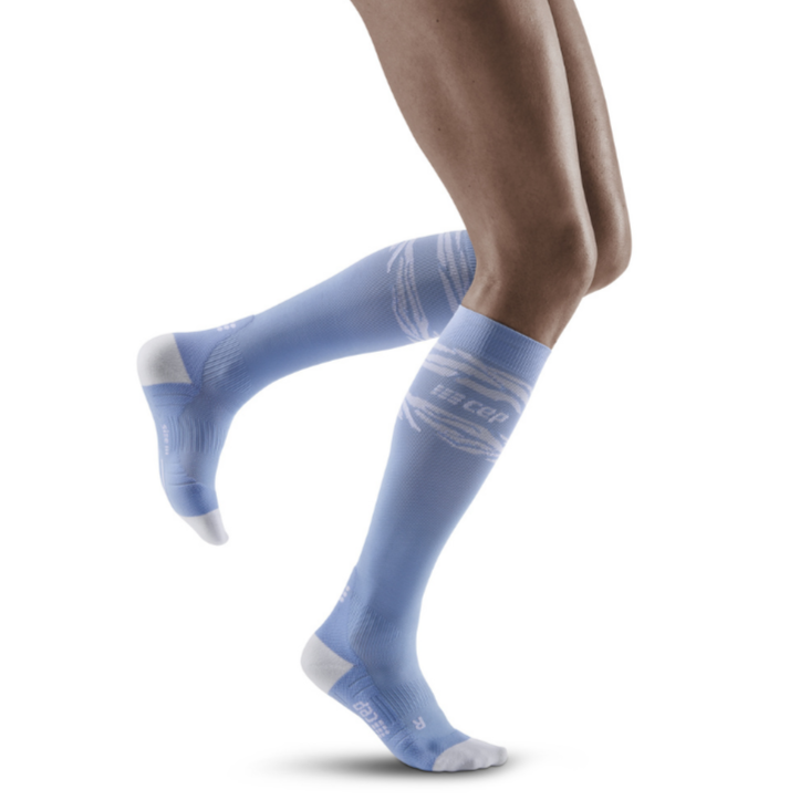 CEPanimalprintcompressiontallsockswomenskywhite.png Animal Print Tall Compression Socks Women's