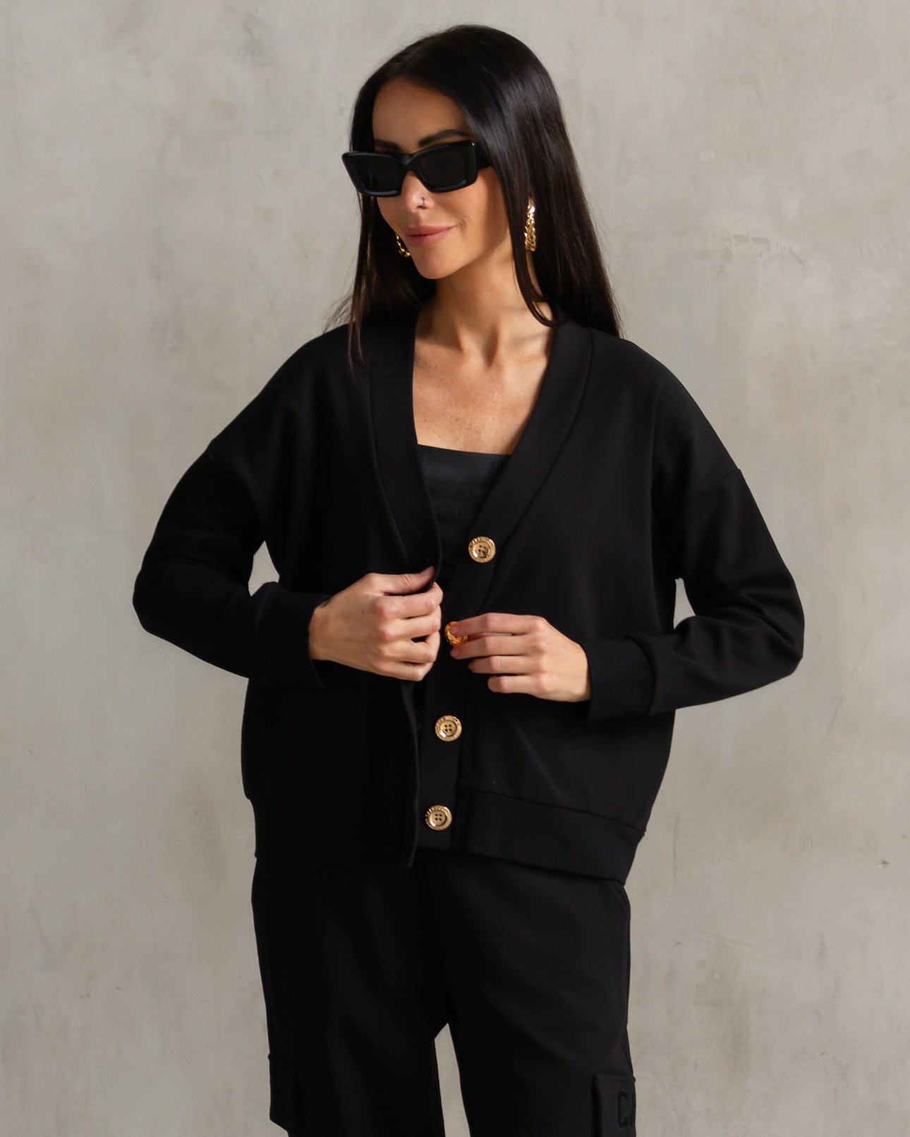 DSC06442.jpg Court Interlock Cardigan Black