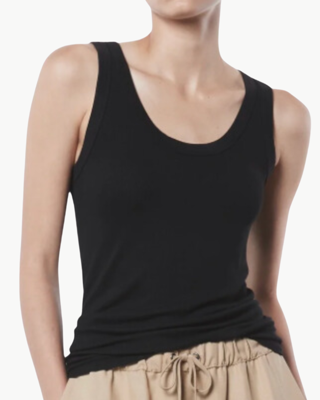 ENZA_COSTA_TANK.png SILK KNIT BOLD TANK IN BLACK