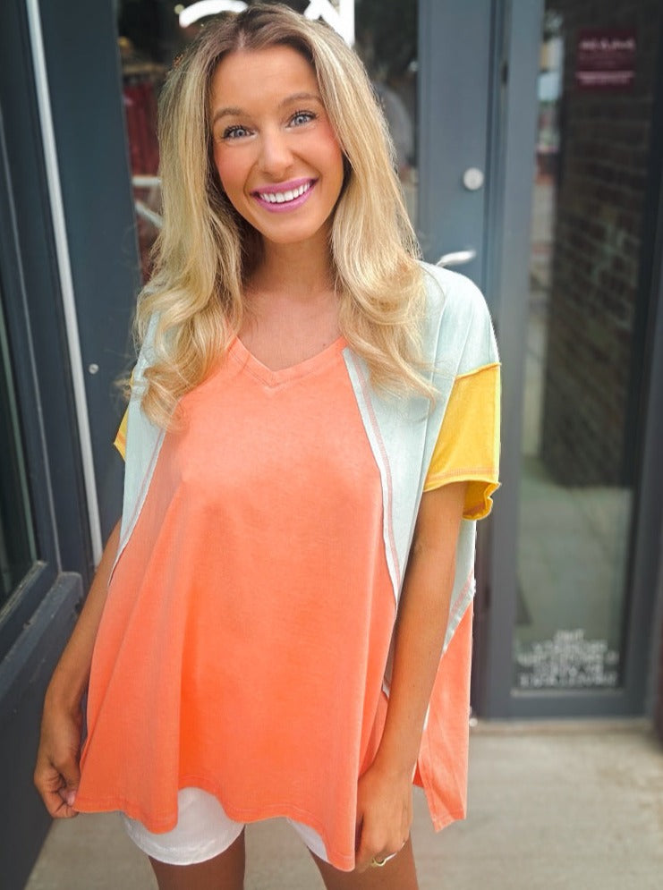 Relaxed Darling Color Blocked Top