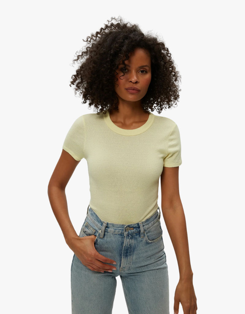 Michael Stars Fallon Crew Neck Tee in Lemonade