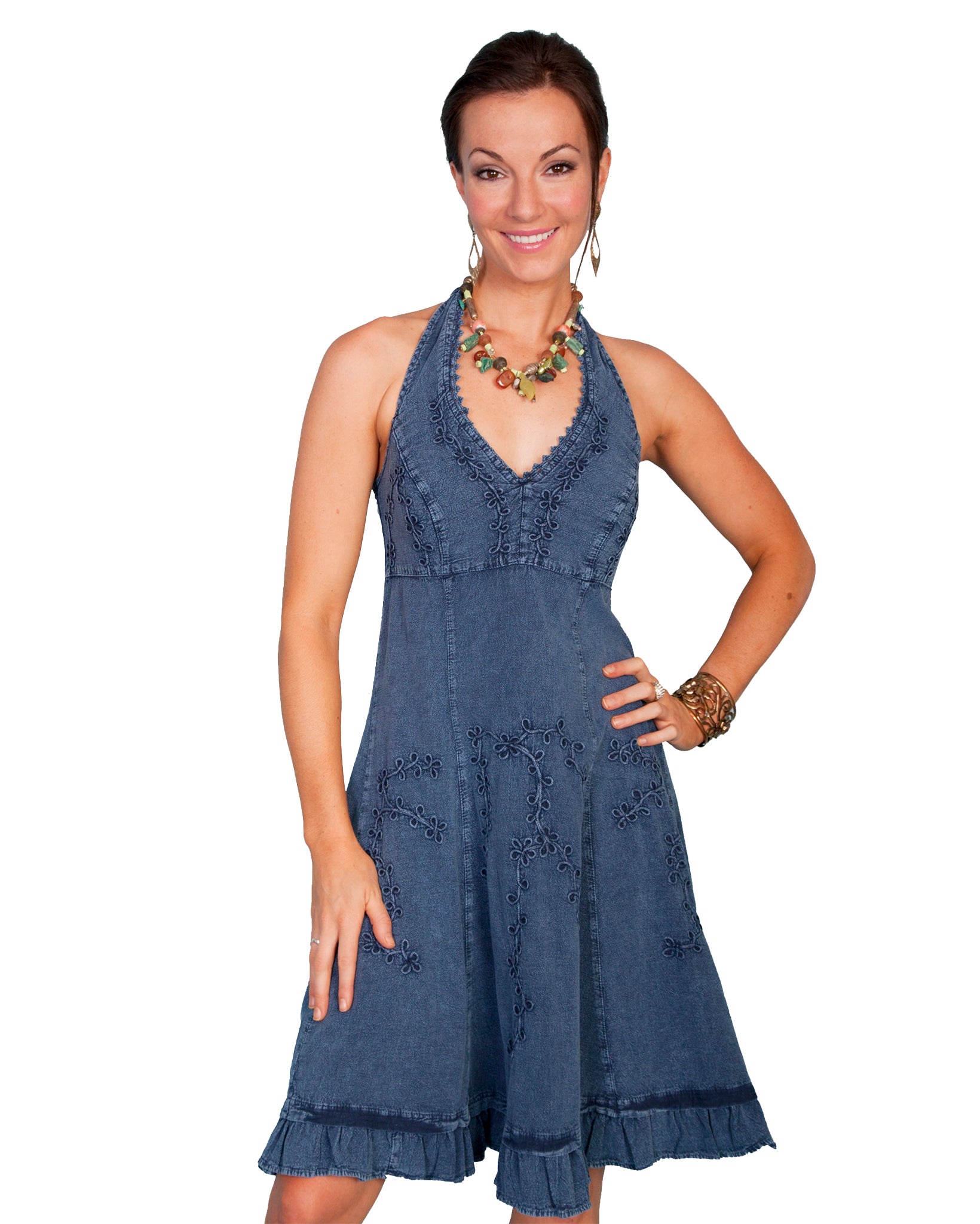 PSL-053-DBL_0000_PSL-053-DBL.jpg Women's Knee Length Halter Dress