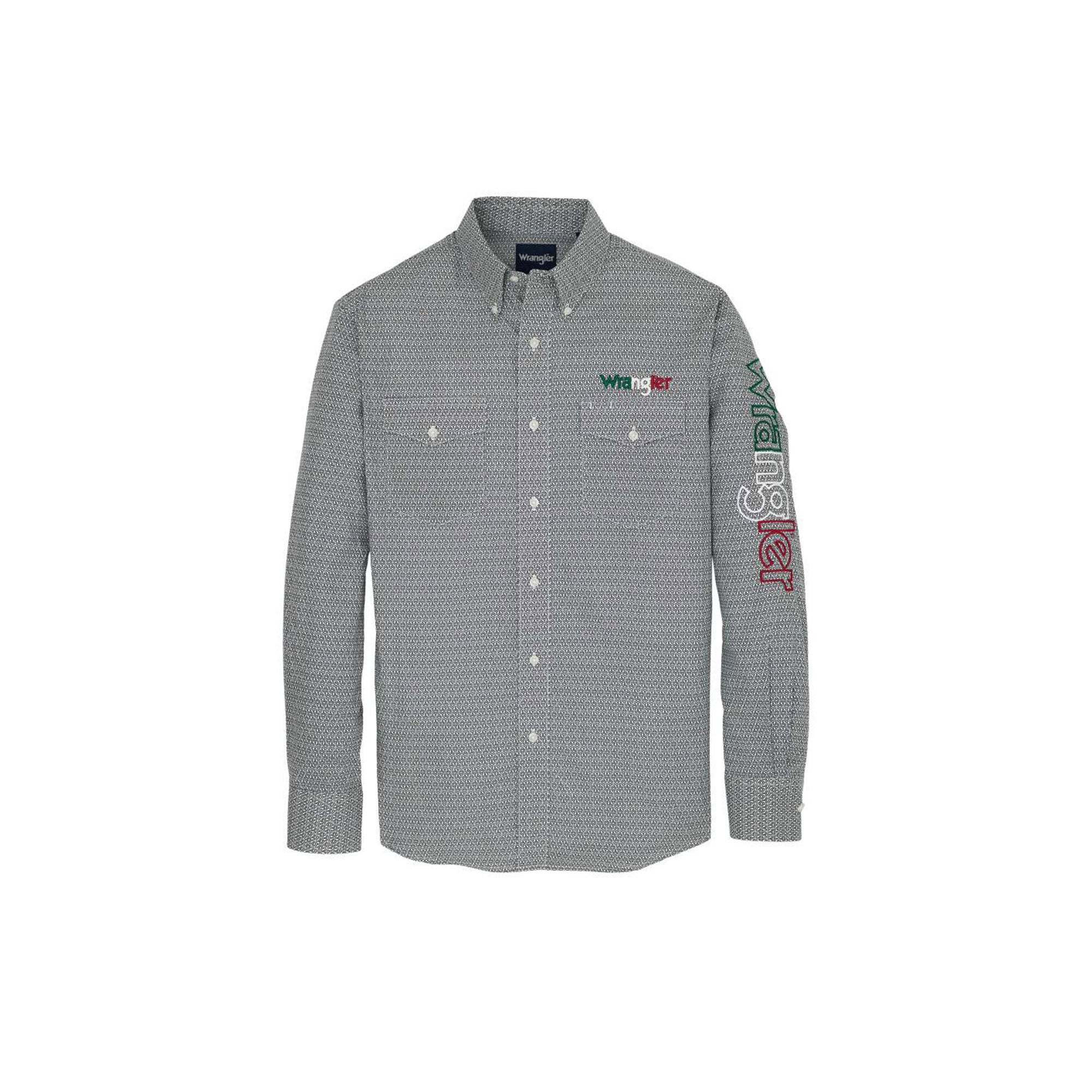 SH-89141-B.jpg Wrangler Western Logo LS Shirt Grey