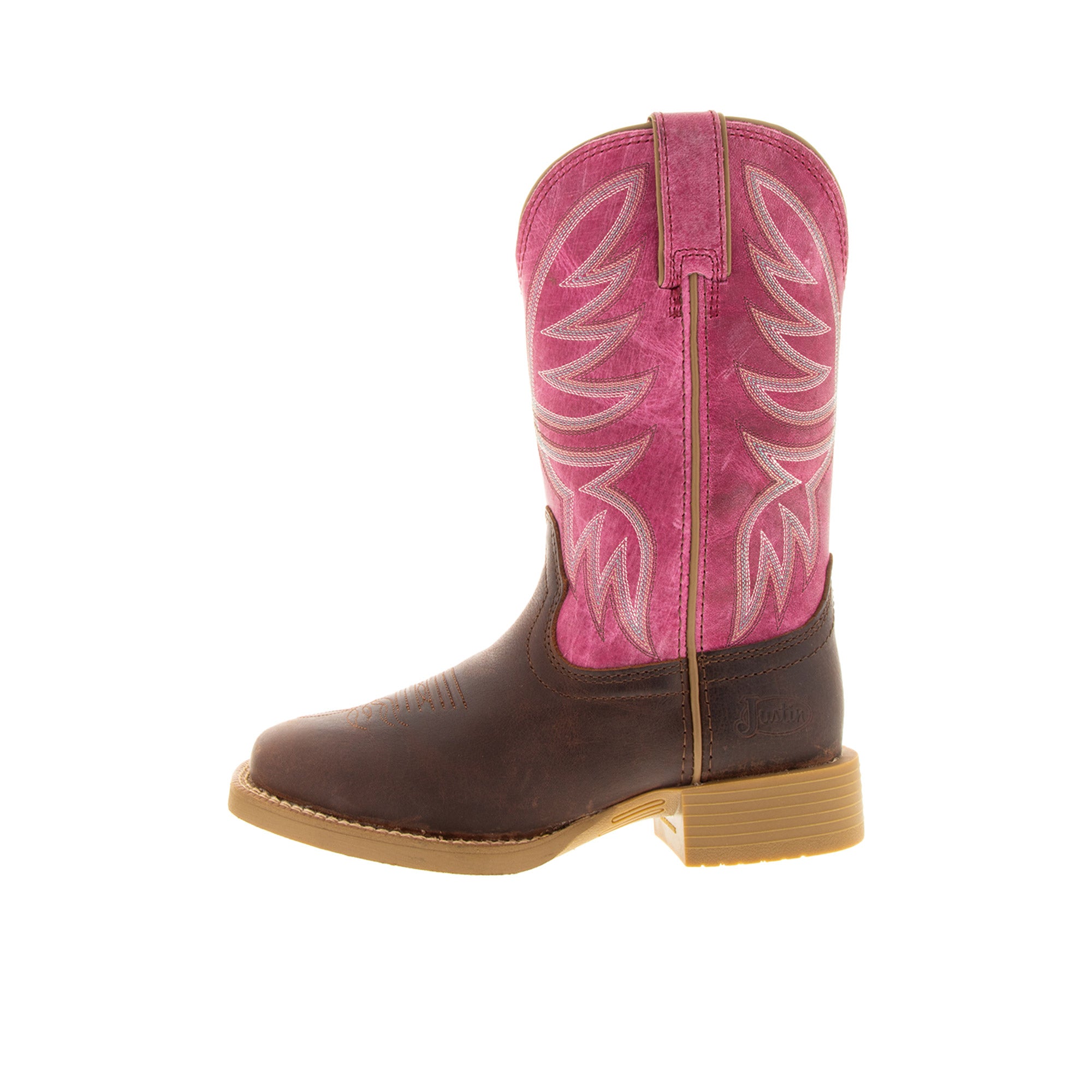 Justin Womens Demeter Wide Square Toe 11 Inch Rose