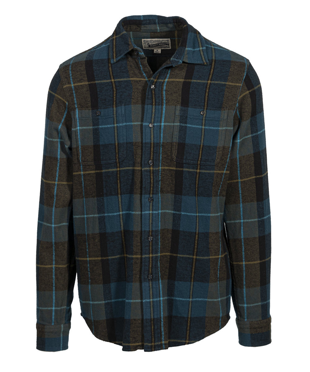 Schott NYC Men's Plaid Flannel Shirt - Blue/Green