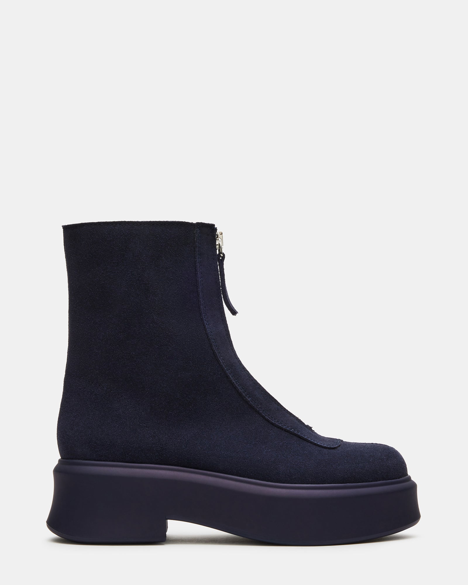 STEVEMADDEN_SHOES_JONES_NAVY-SUEDE_01.jpg JONES Navy Suede Zipper Lug Women's Ankle Boot