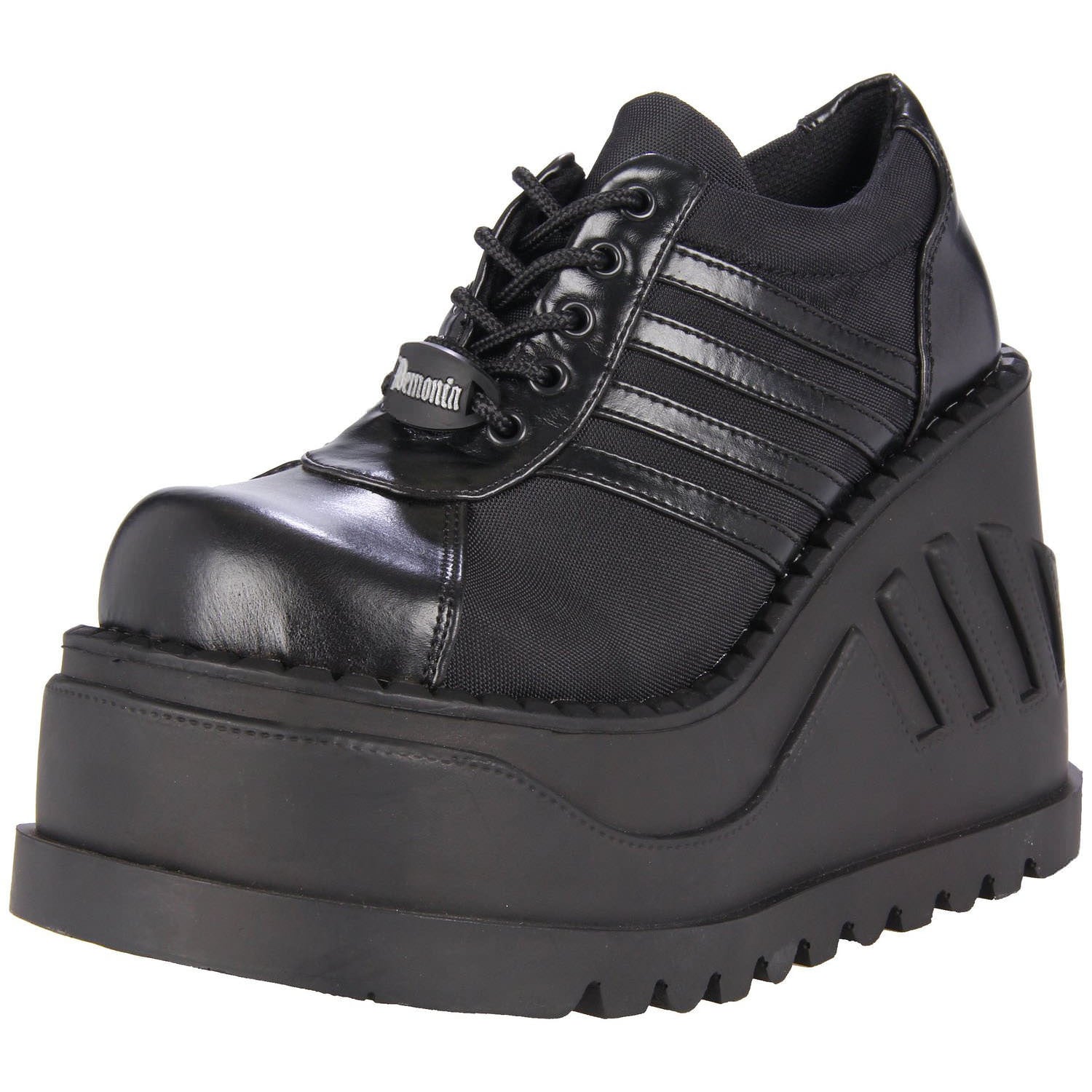 STO08-B-PU-MAIN.jpg DEMONIA STOMP-08 BLACK CHUNKY PLATFORM GOTH SHOES
