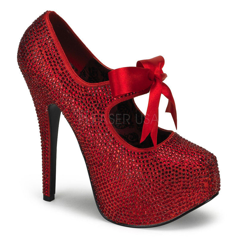 Teeze-04R-R__79234.jpeg Bordello TEEZE-04R Red Rhinestones Platform Pumps With Ribbon Bow Tie