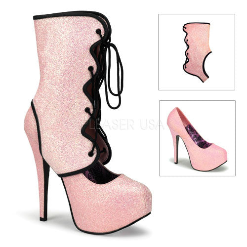 Teeze-31G-BP__00364.jpeg Bordello TEEZE-31G Baby Pink Mini Glitter Pumps With Detachable Shaft