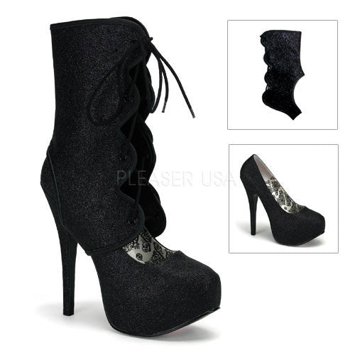 Teeze-31G-B__97227.jpeg Bordello TEEZE-31G Black Mini Glitter Pumps With Detachable Shaft