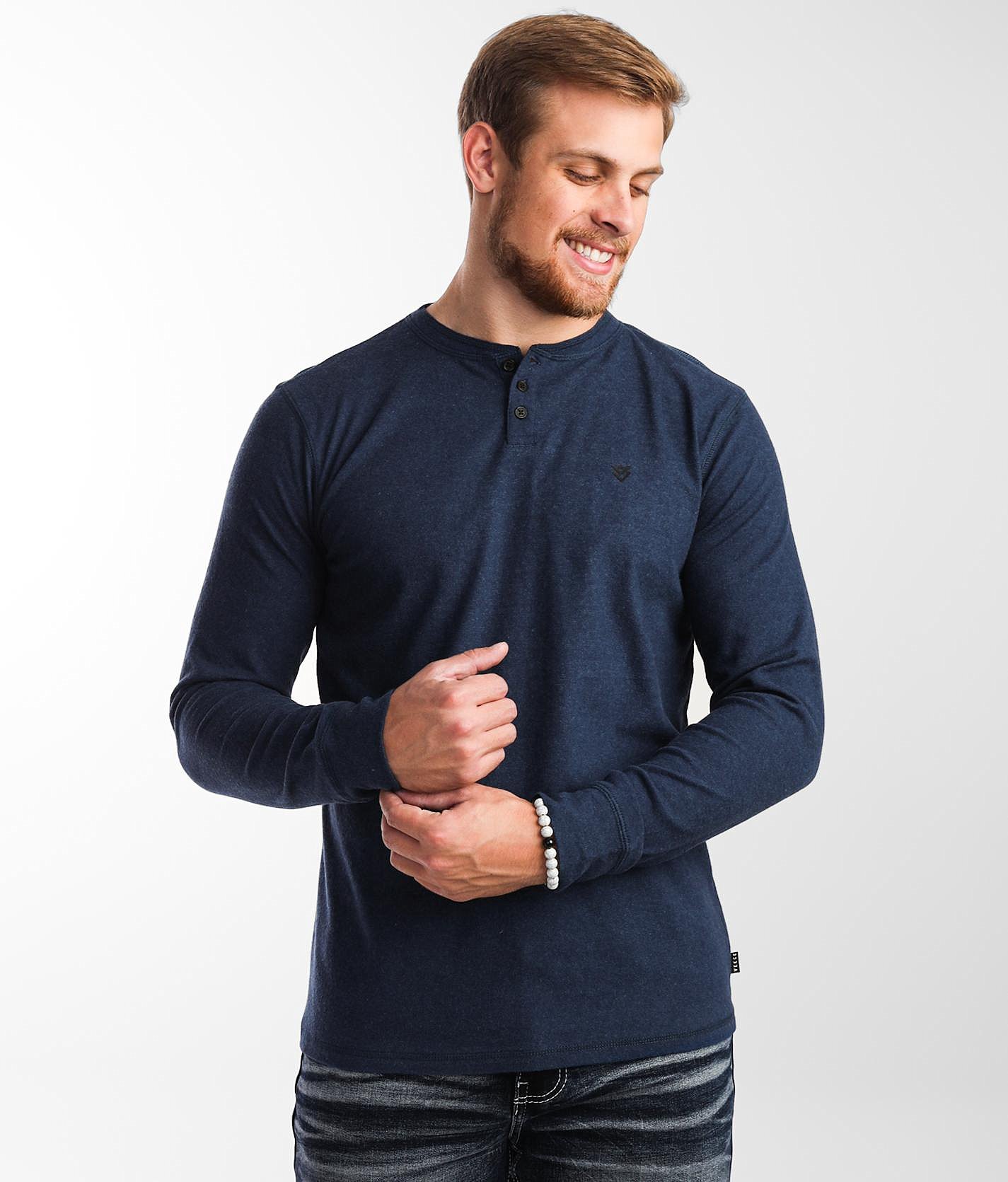 Veece Brock Henley - Men's T-Shirts in Navy Light Blue