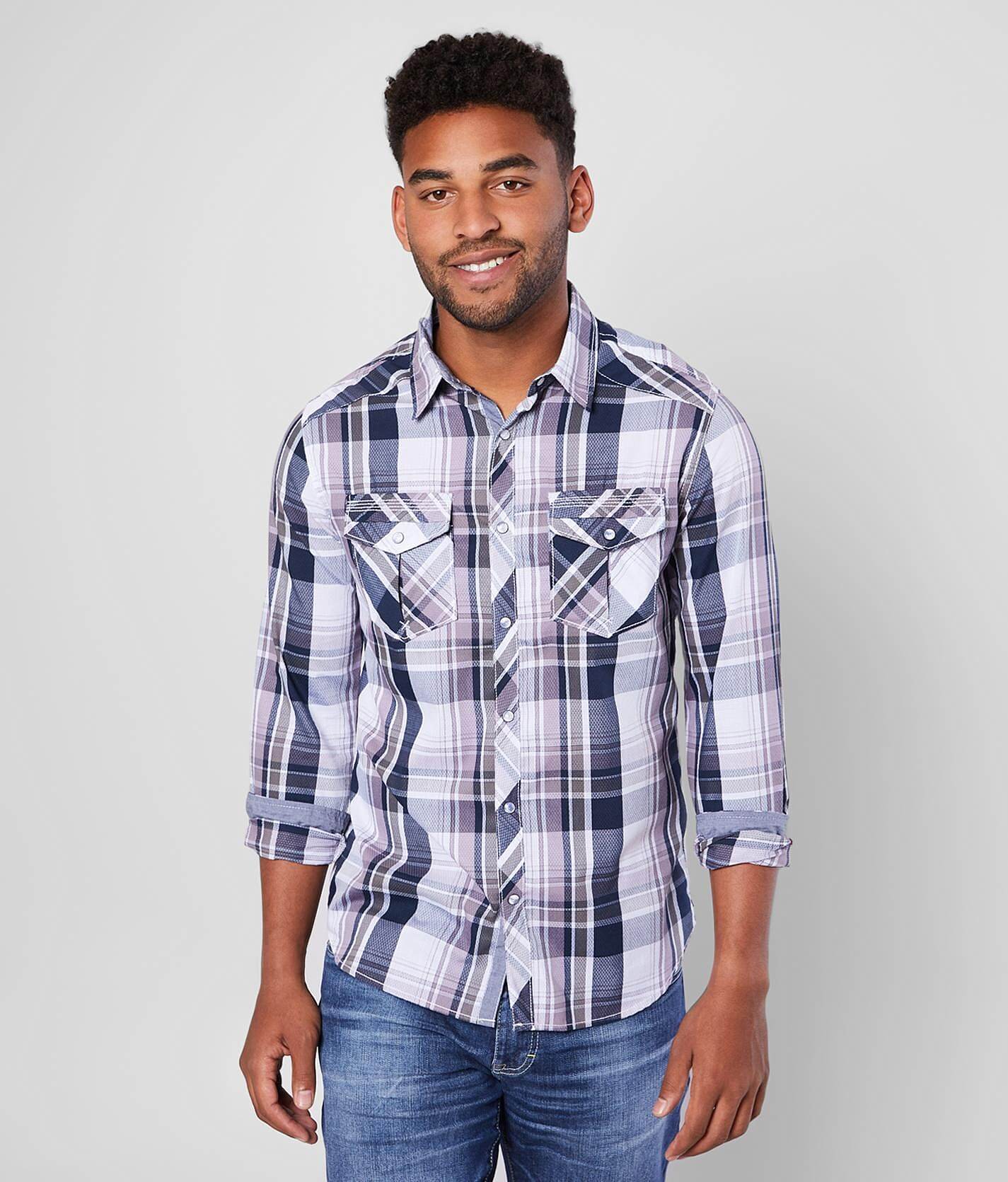 a22124fcfc465539bacbcee4bc82ff83v3.jpg BKE Plaid Standard Shirt - Men's Shirts in Purple Navy